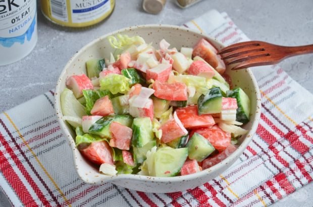 Овочевий салат з крабовими паличками без майонезу – простий і смачний рецепт з фото (покроково)