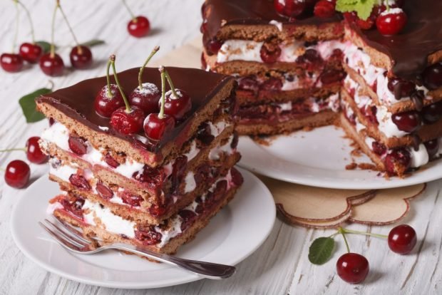 Пісний вишневий торт – Простий і смачний рецепт, як приготувати покроково