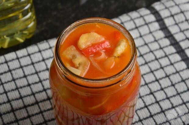 Овощной салат с баклажанами на зиму – фото приготовления рецепта, шаг 5